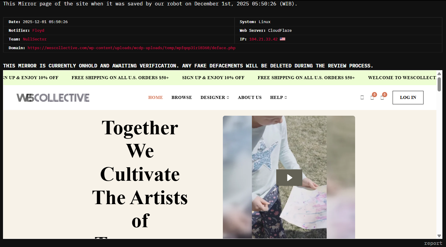 弗洛伊德瞄准了Wes Collective LLC的网站-xLab 威胁情报
