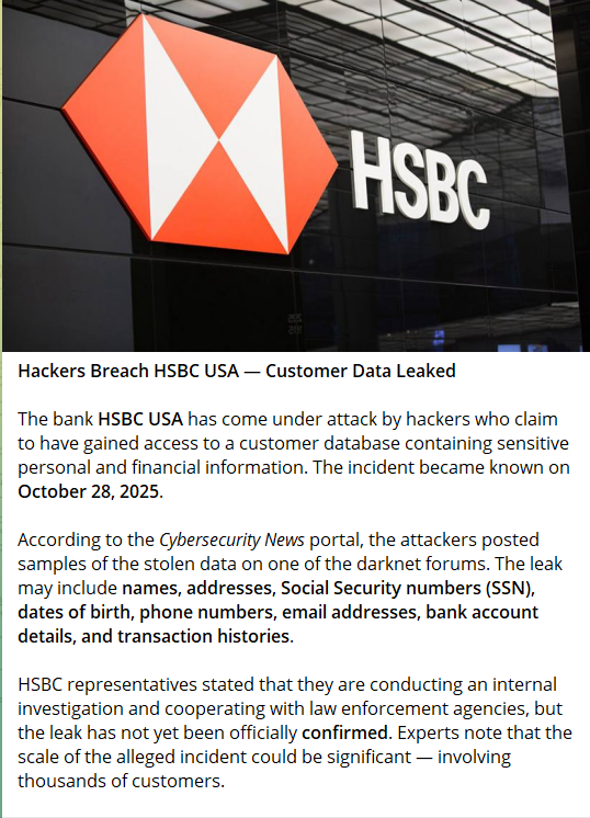 涉嫌未经授权访问汇丰美国客户数据库-xLab 威胁情报