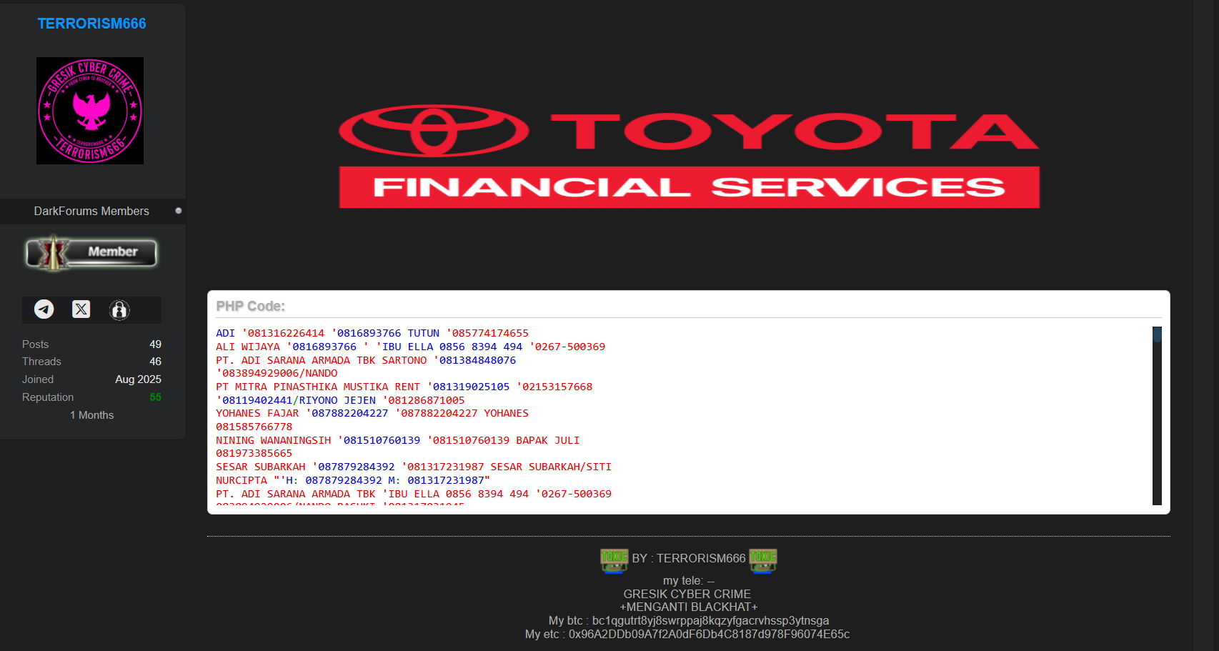 丰田金融服务公司涉嫌数据外泄-xLab 威胁情报