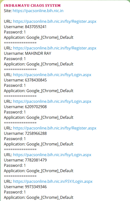 比哈尔邦政府合作部PACS在线门户登录权限涉嫌泄露-xLab 威胁情报