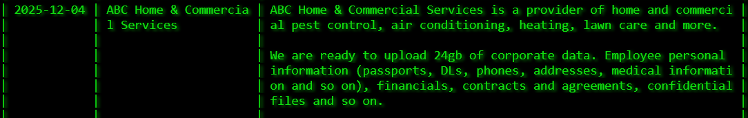 ABC家庭和商业服务成为akira勒索软件的受害者-xLab 威胁情报
