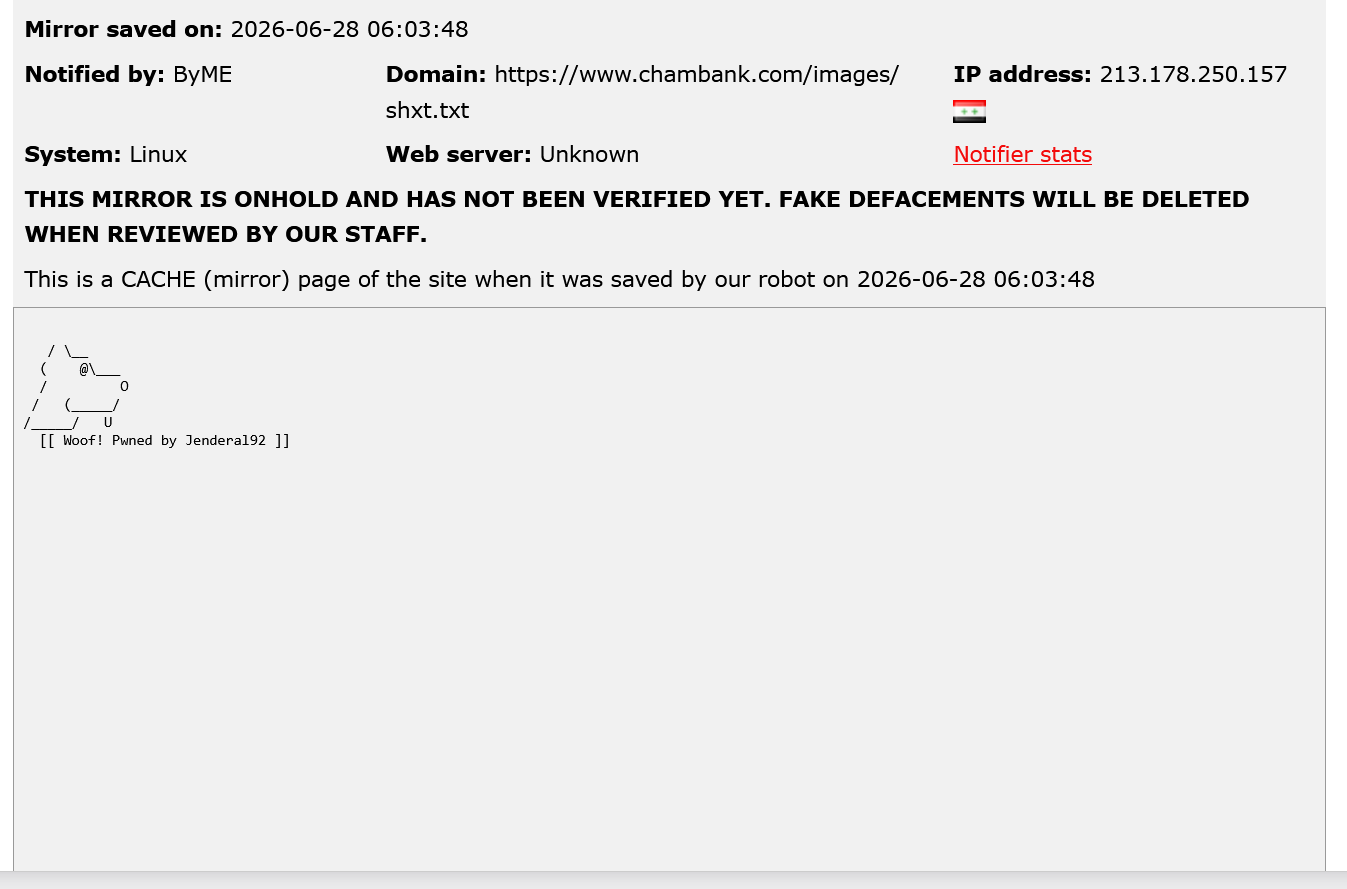 ByME targets the website of Cham Bank-xLab 威胁情报