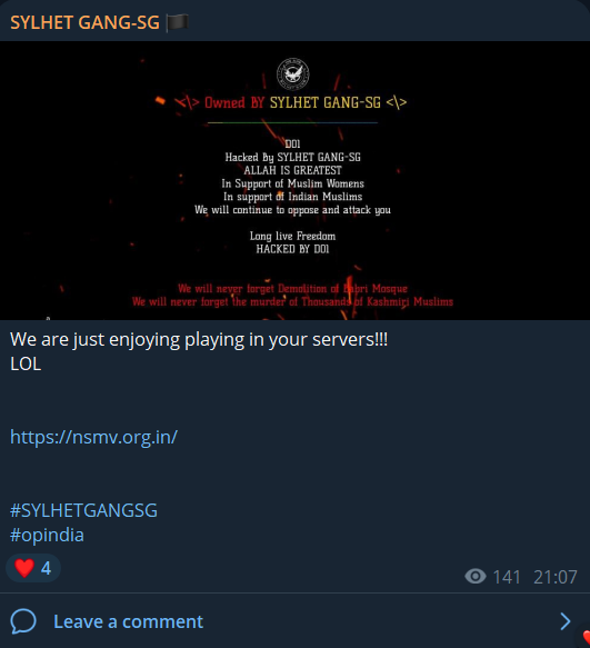 SYLHET GANG-SG针对Niranjan Singh Mahavidyalaya网站-xLab 威胁情报