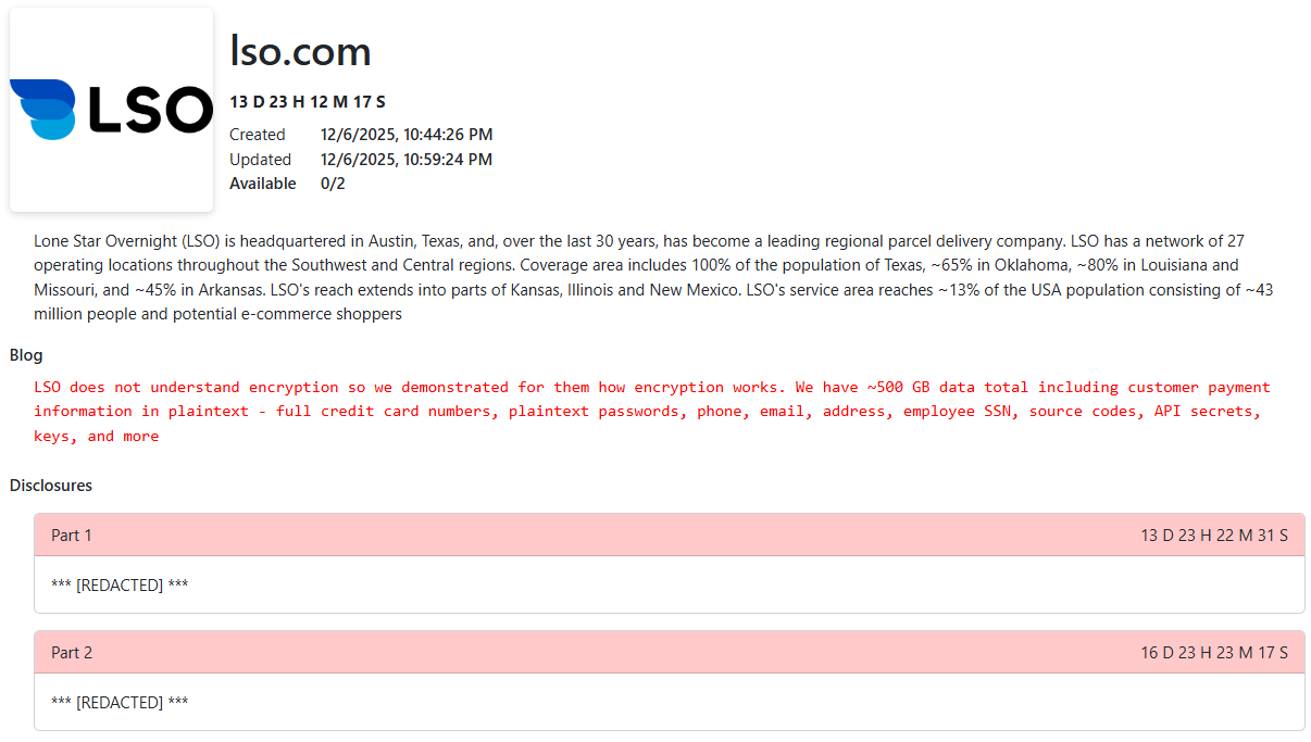 LSO包裹区域运输服务成为EMBARGO勒索软件的受害者-xLab 威胁情报
