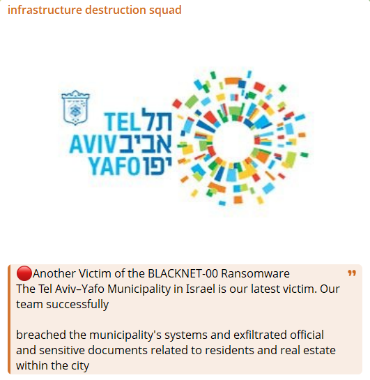 Tel Aviv-Yafo municipality falls victim to blacknet-00 Ransomware-xLab 威胁情报
