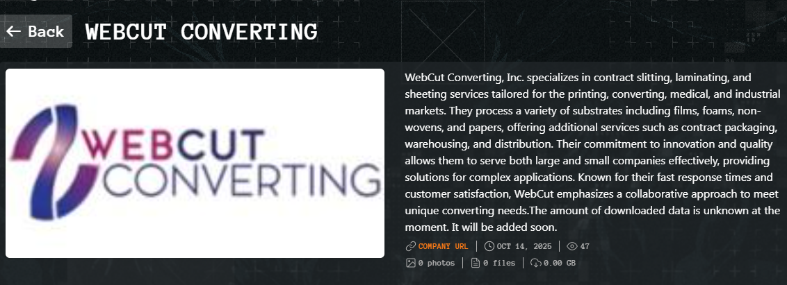 WebCut Converting成为Qilin勒索软件的受害者-xLab 威胁情报