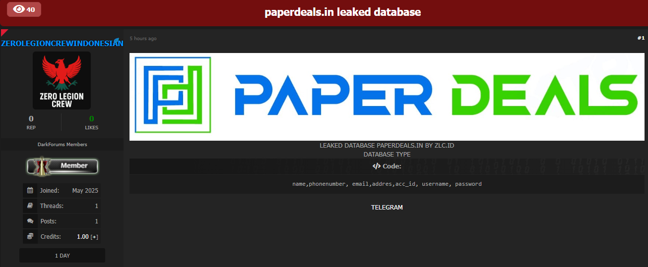 凯纸业交易私人有限公司涉嫌数据库泄露。-xLab 威胁情报