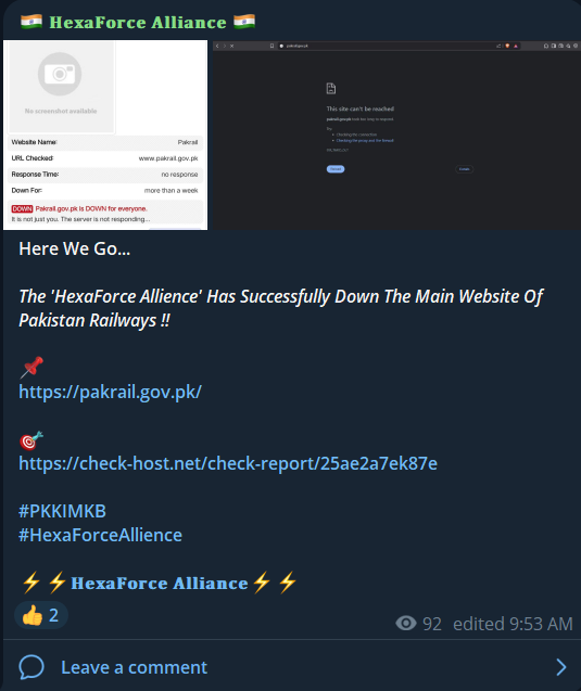 HexaForce联盟瞄准巴基斯坦铁路公司网站-xLab 威胁情报