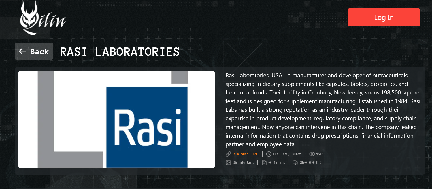 Rasi实验室成为Qilin勒索软件的受害者-xLab 威胁情报