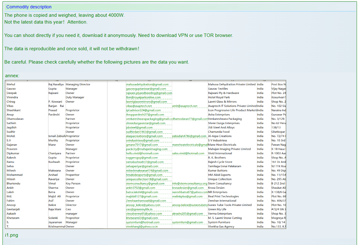 涉嫌出售4000万张IndiaMART User唱片-xLab 威胁情报