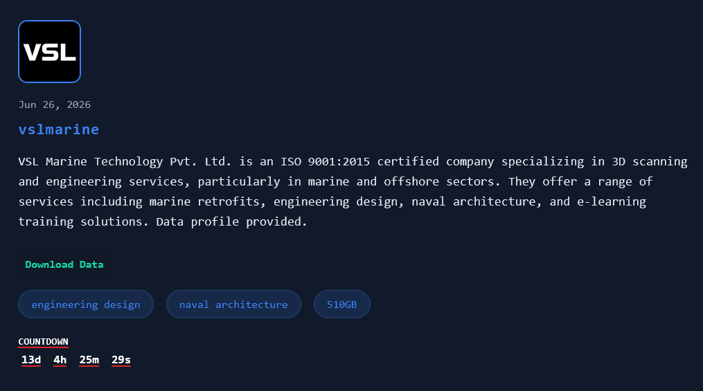 VSL Marine Technology Pvt. Ltd. falls victim to Nova ransomware-xLab 威胁情报