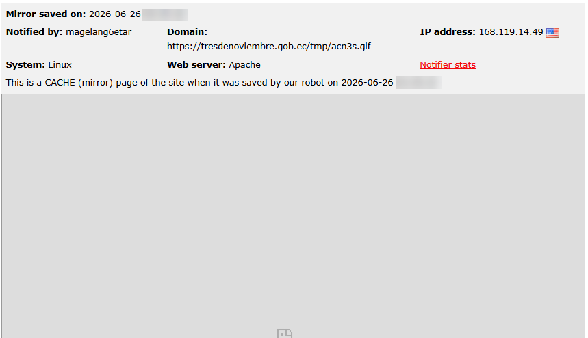 magelang6etar targets the website of Tres de Noviembre-xLab 威胁情报