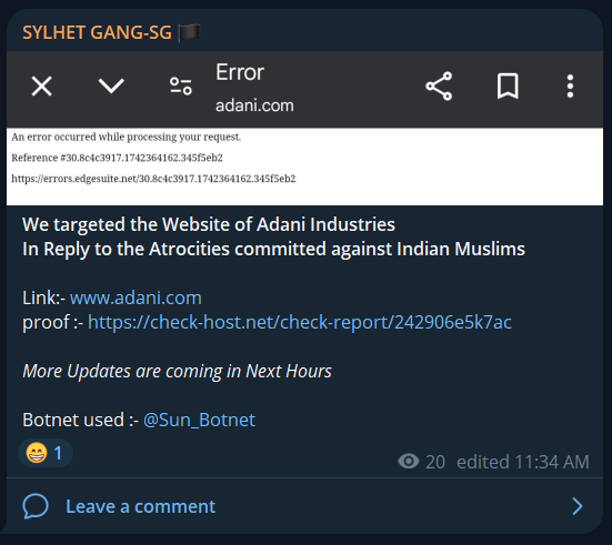 SYLHET GANG-SG瞄准阿达尼集团网站-xLab 威胁情报