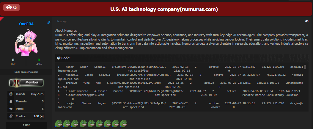 Numurus涉嫌数据泄露-xLab 威胁情报