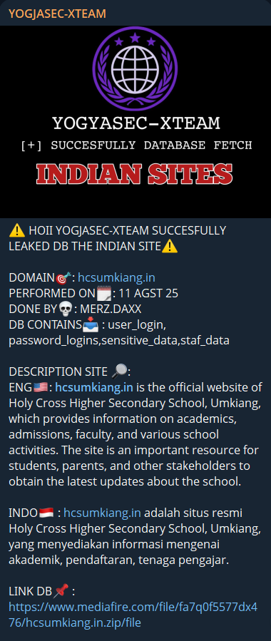 乌姆江圣十字高级中学涉嫌数据泄露-xLab 威胁情报