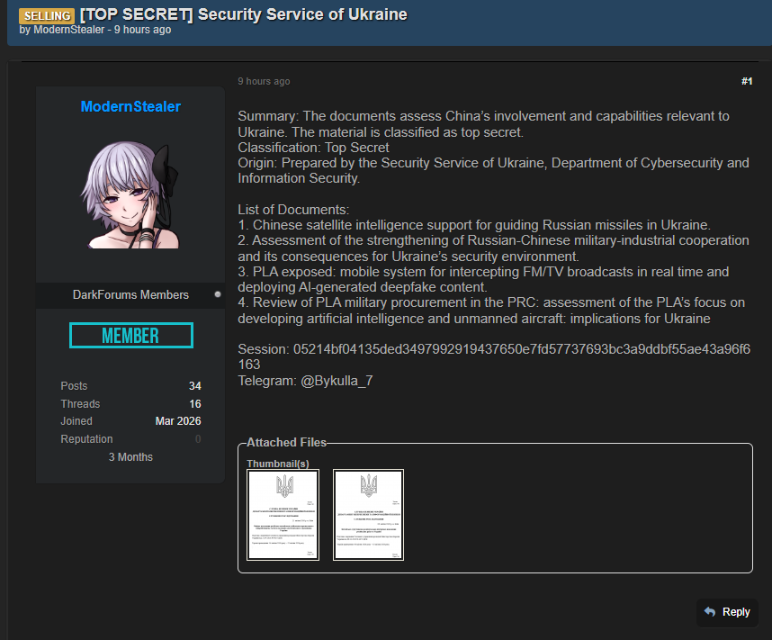 Alleged Sale of Classified Security Service of Ukraine Documents-xLab 威胁情报