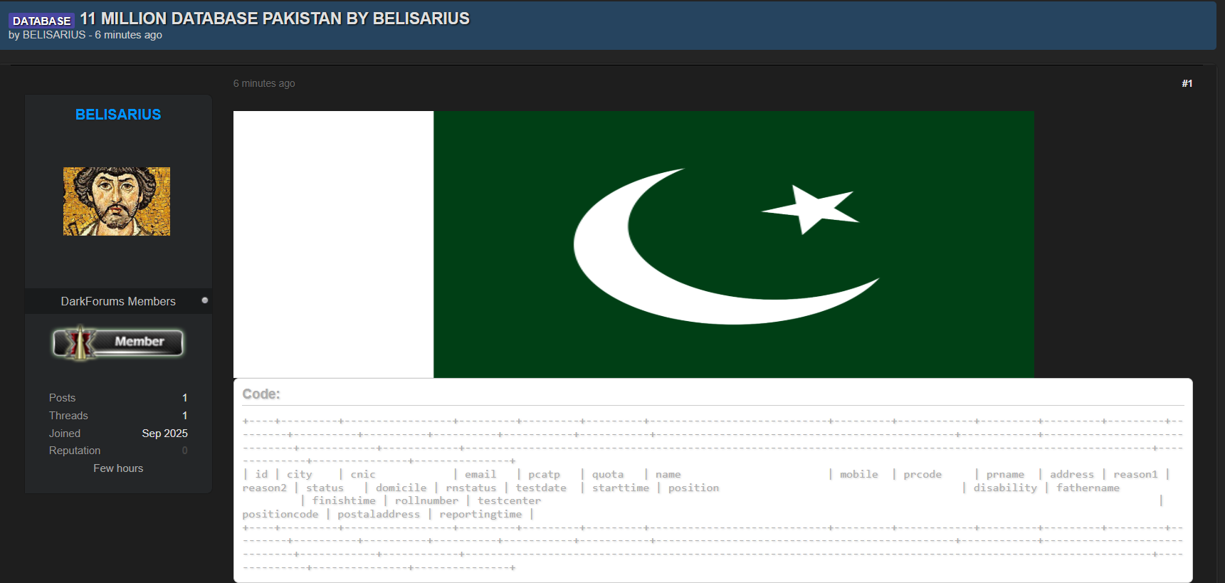 巴数据库涉嫌数据泄露-xLab 威胁情报