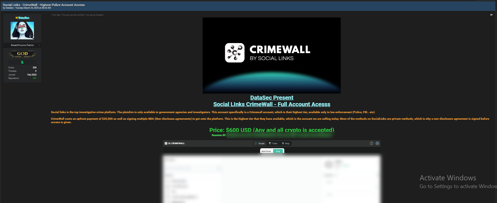 涉嫌出售社交链接CrimeWall-xLab 威胁情报