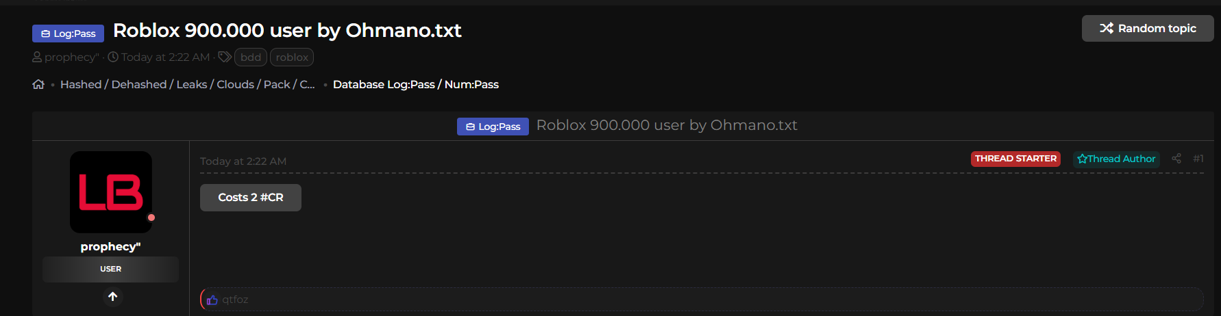 涉嫌数据泄露Roblox-xLab 威胁情报