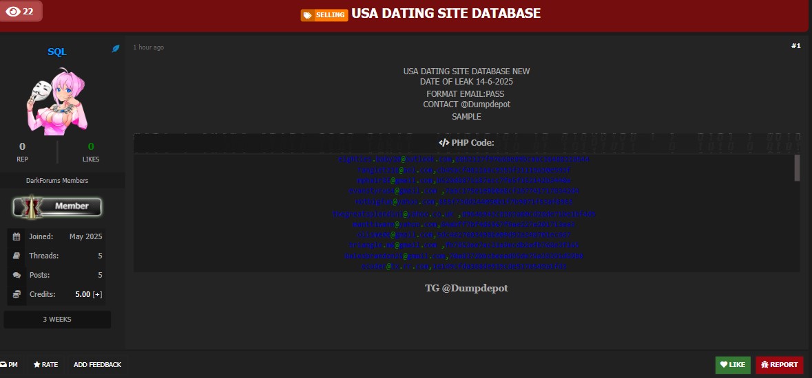 美国不明交友网站涉嫌数据泄露-xLab 威胁情报