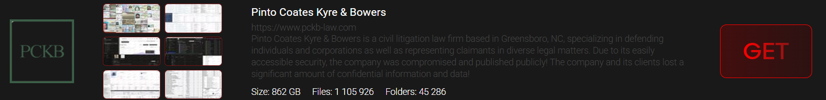 Pinto Coates Kyre&Bowers成为INTERLOCK勒索软件的受害者-xLab 威胁情报