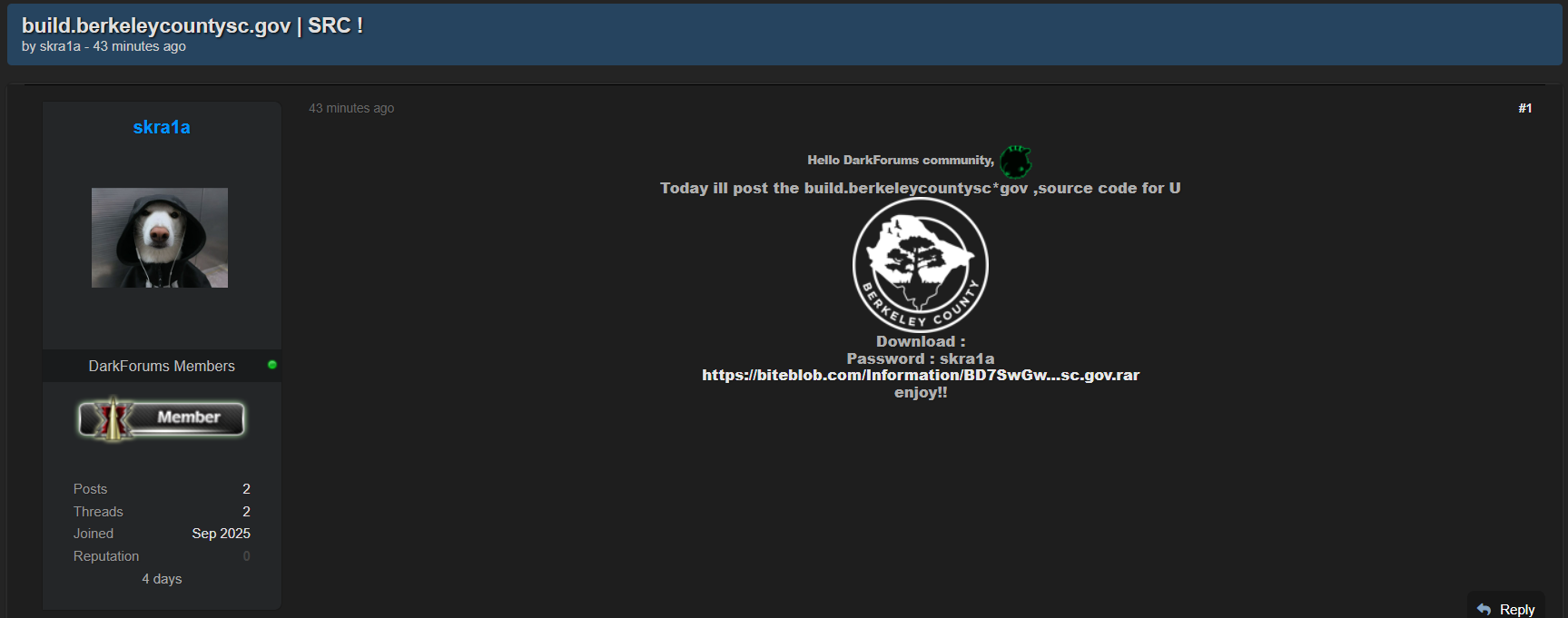 柏克莱县政府涉嫌数据外泄-xLab 威胁情报