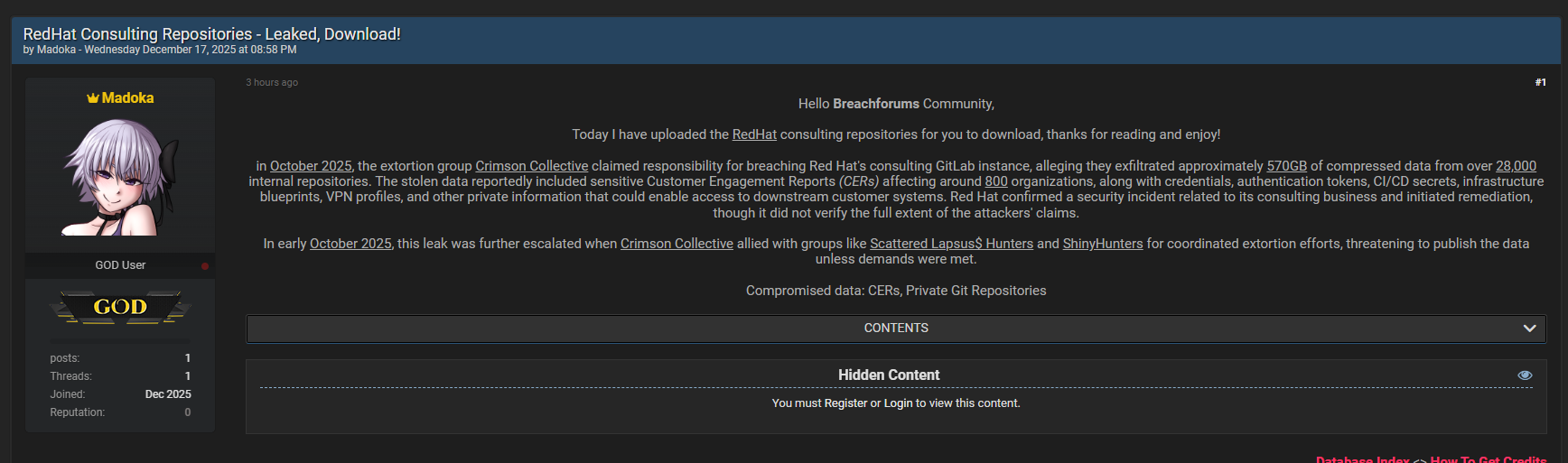 Red帽子公司涉嫌数据外泄-xLab 威胁情报