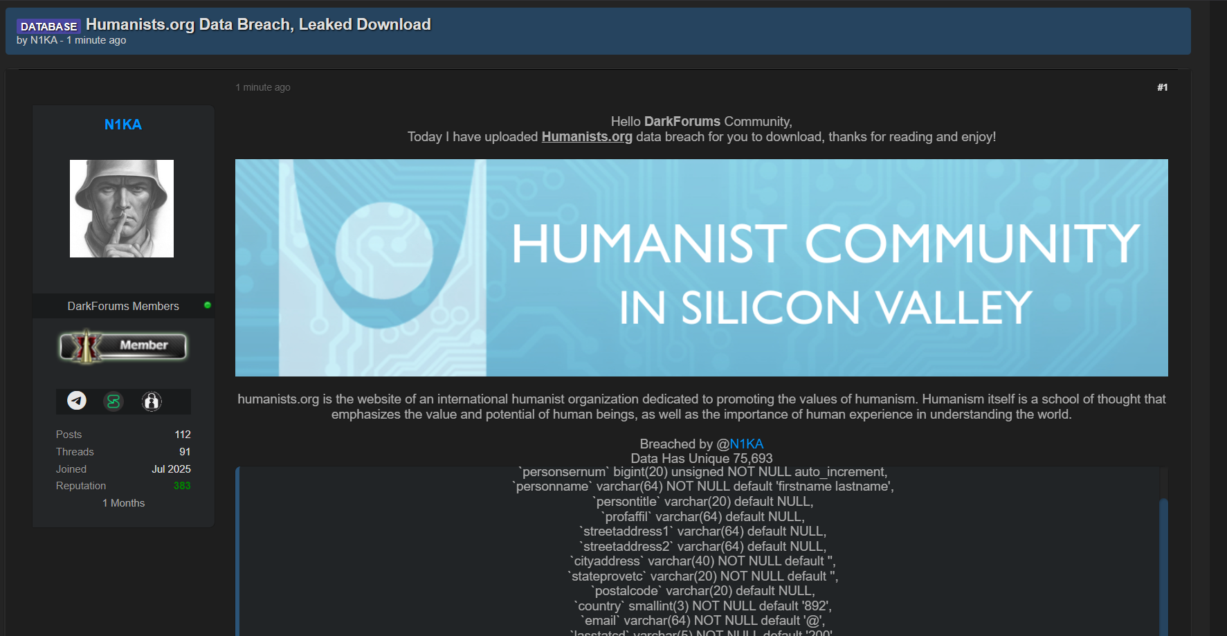 人文主义社区涉嫌数据出售-xLab 威胁情报