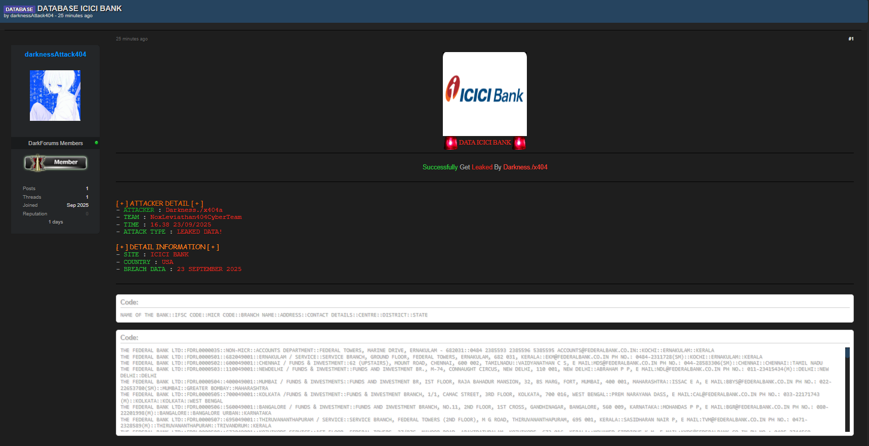 美国ICICI银行涉嫌数据外泄-xLab 威胁情报