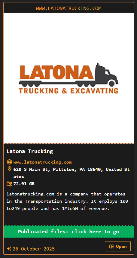 拉托纳卡车运输公司成为DragonForce勒索软件的受害者-xLab 威胁情报