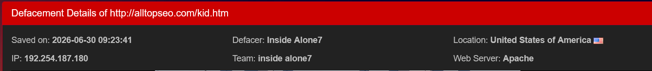 Inside Alone7 targets the website of AllTopSEO-xLab 威胁情报