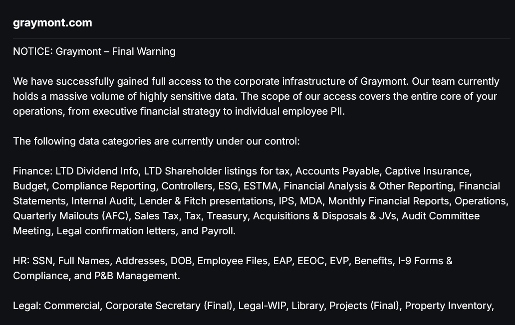 Graymont falls victim to Chaos ransomware-xLab 威胁情报