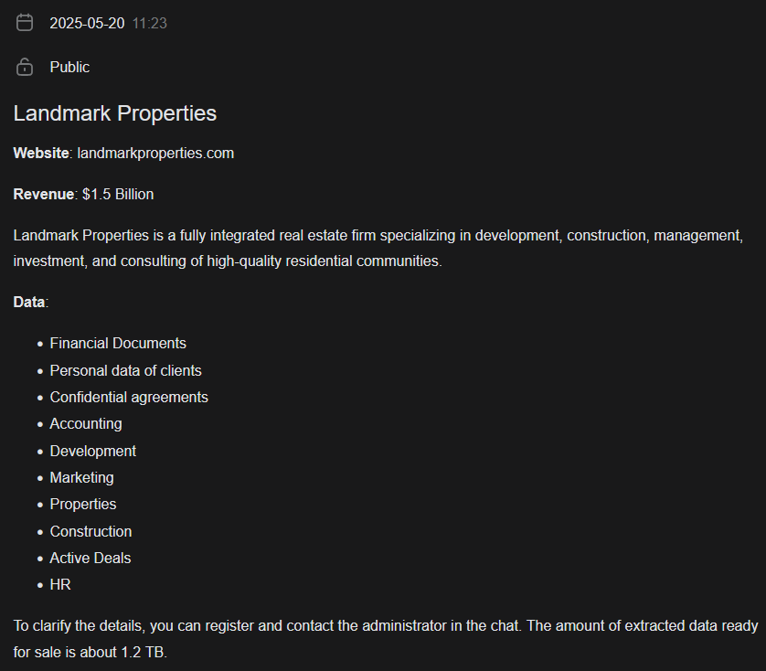 Landmark Properties成为MORPHEUS勒索软件的受害者-xLab 威胁情报