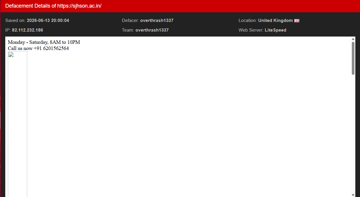 overthrash1337 targets the website of St. Joseph’s Hospital and School of Nursing-xLab 威胁情报