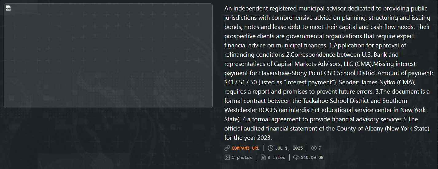 资本市场顾问有限责任公司成为Qilin勒索软件的受害者-xLab 威胁情报
