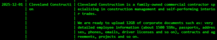 Inc.克里夫兰建筑公司成为Akira勒索软件的受害者-xLab 威胁情报