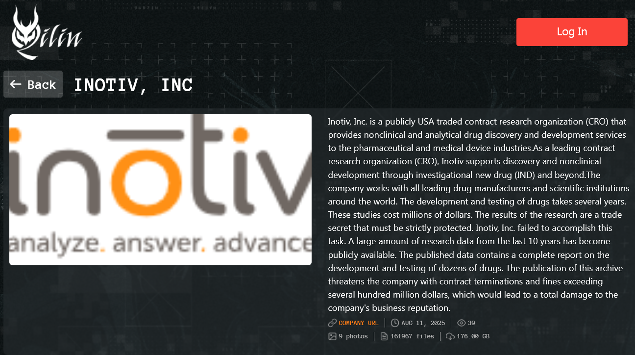 Inotiv成为Qilin勒索软件的受害者-xLab 威胁情报