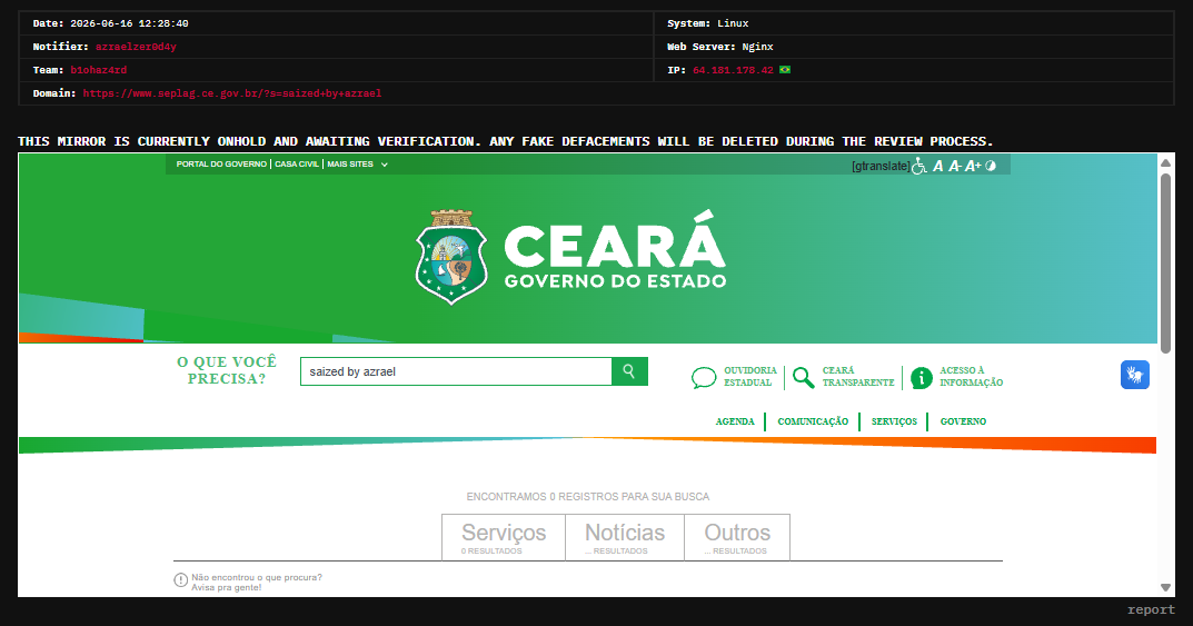 azraelzer0d4y targets the website of SEPLAG-CE-xLab 威胁情报