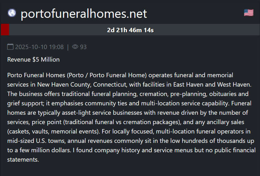 波尔图殡仪馆成为SAFEPAY勒索软件的受害者-xLab 威胁情报