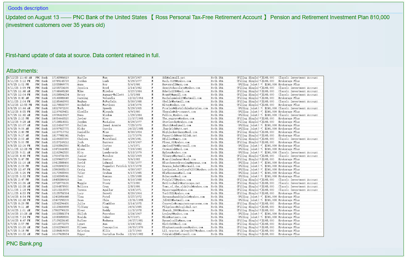 涉嫌泄露与罗斯个人免税退休账户相关的PNC银行记录-xLab 威胁情报