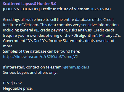 涉嫌出售越南财务数据-xLab 威胁情报