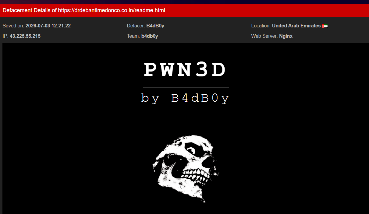 B4dB0y targets the website of Dr. Debanti Banerjee-xLab 威胁情报