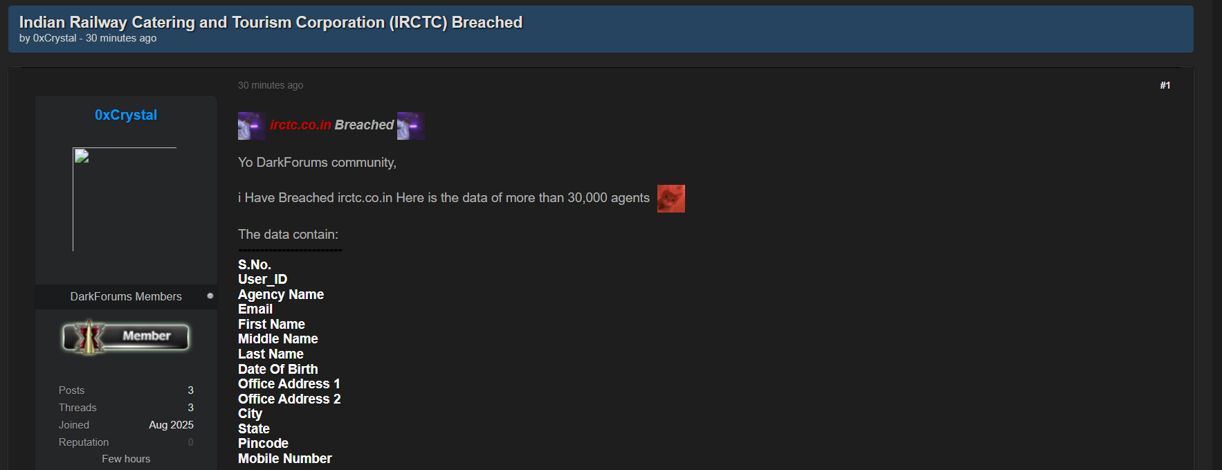 IRCTC官员涉嫌数据外泄-xLab 威胁情报