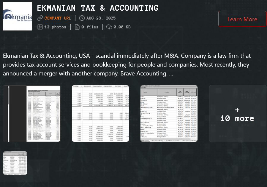 Ekmanian Tax&Accounting成为Qilin勒索软件的受害者-xLab 威胁情报