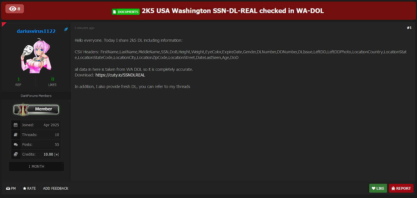 涉嫌数据外泄Washington许可部-xLab 威胁情报