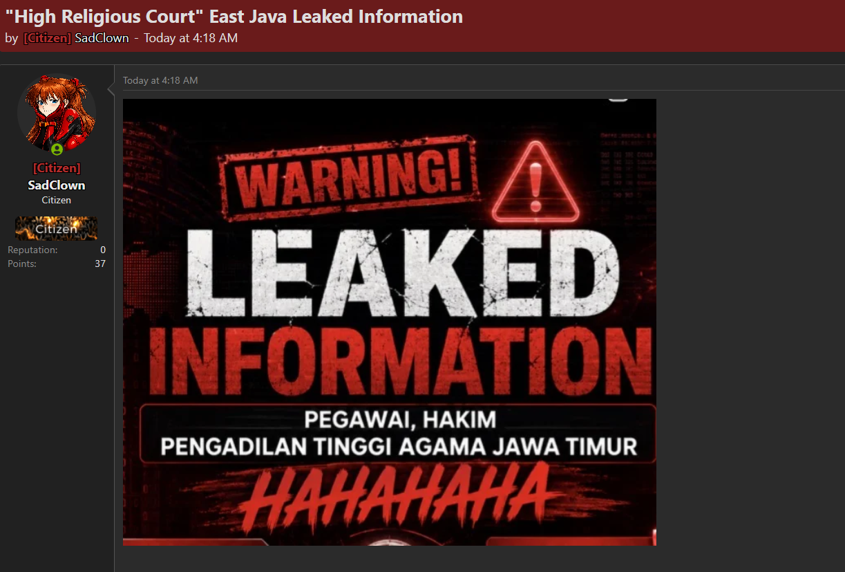 Alleged Data Leak of East Java High Religious Court-xLab 威胁情报