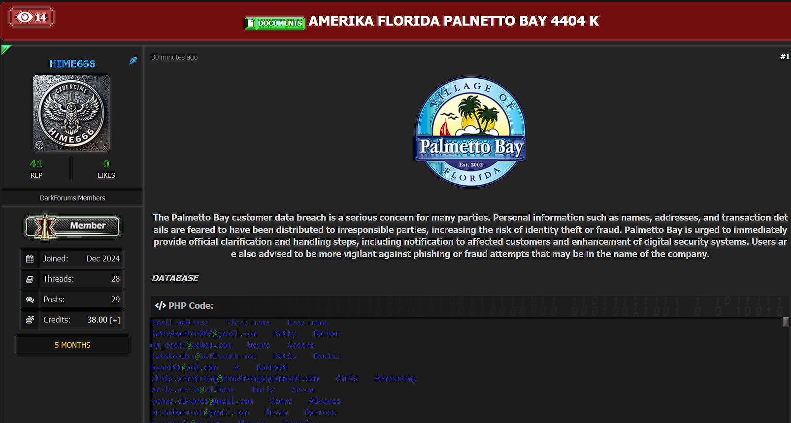 棕榈湾村涉嫌数据外泄-xLab 威胁情报