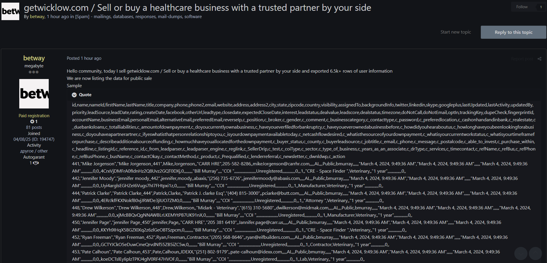 Wicklow Healthcare Advisory涉嫌数据外泄-xLab 威胁情报