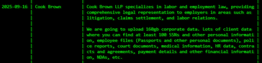 库克Brown律师事务所成为akira勒索软件的受害者-xLab 威胁情报