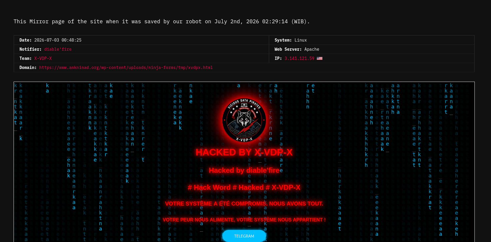 diable'fire targets the website of Ank Ninad-xLab 威胁情报